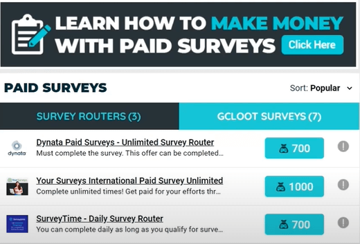 gcloot paid survey offers